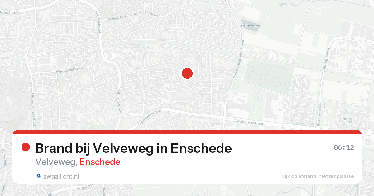 Brand bij Velveweg in Enschede — 20 aug 2026