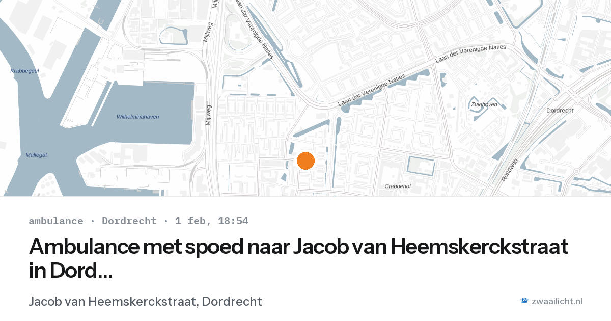Ambulance met spoed naar Jacob van Heemskerckstraat in Dordrecht — 1 feb 2026