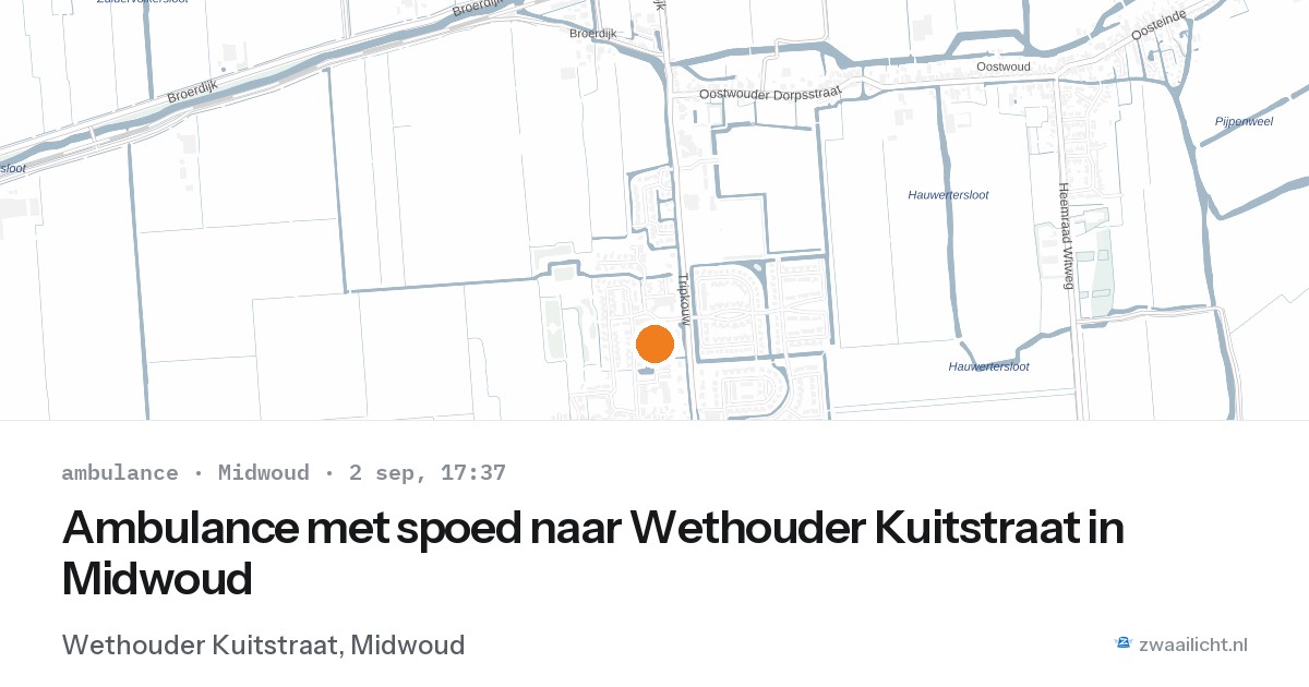 Ambulance met spoed naar Wethouder Kuitstraat in Midwoud — 2 sep 2026