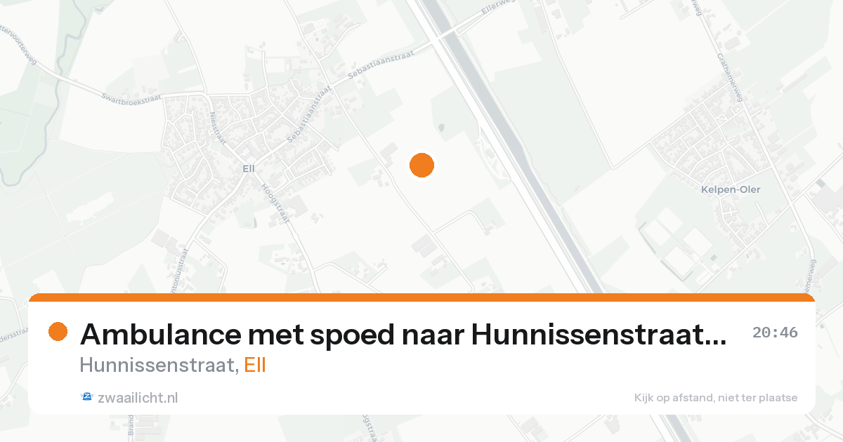 Ambulance met spoed naar Hunnissenstraat in Ell — 9 aug 2026