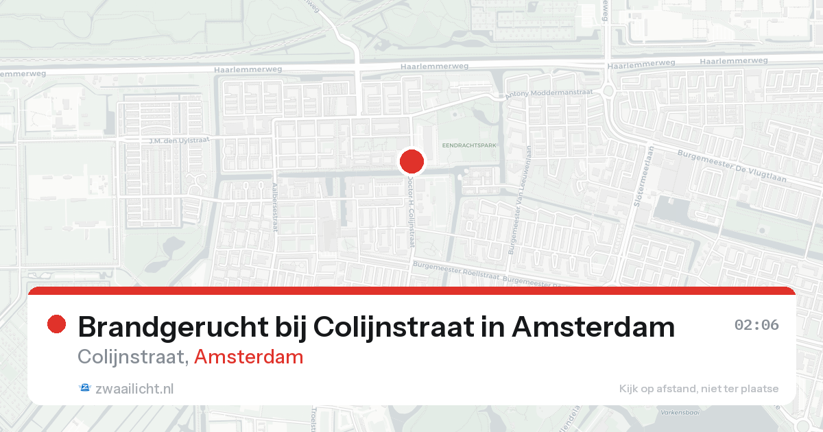 Brandgerucht bij Colijnstraat in Amsterdam — 24 aug 2026