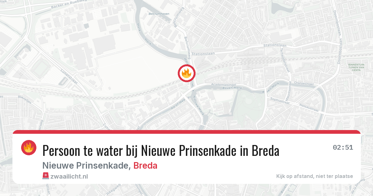 Persoon te water bij Nieuwe Prinsenkade in Breda — 27 apr 2026