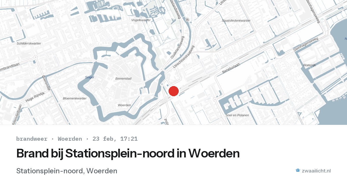 Brand bij Stationsplein-noord in Woerden — 23 feb 2026