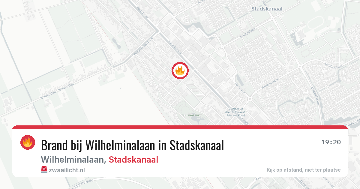 Brand bij Wilhelminalaan in Stadskanaal — 1 aug 2026