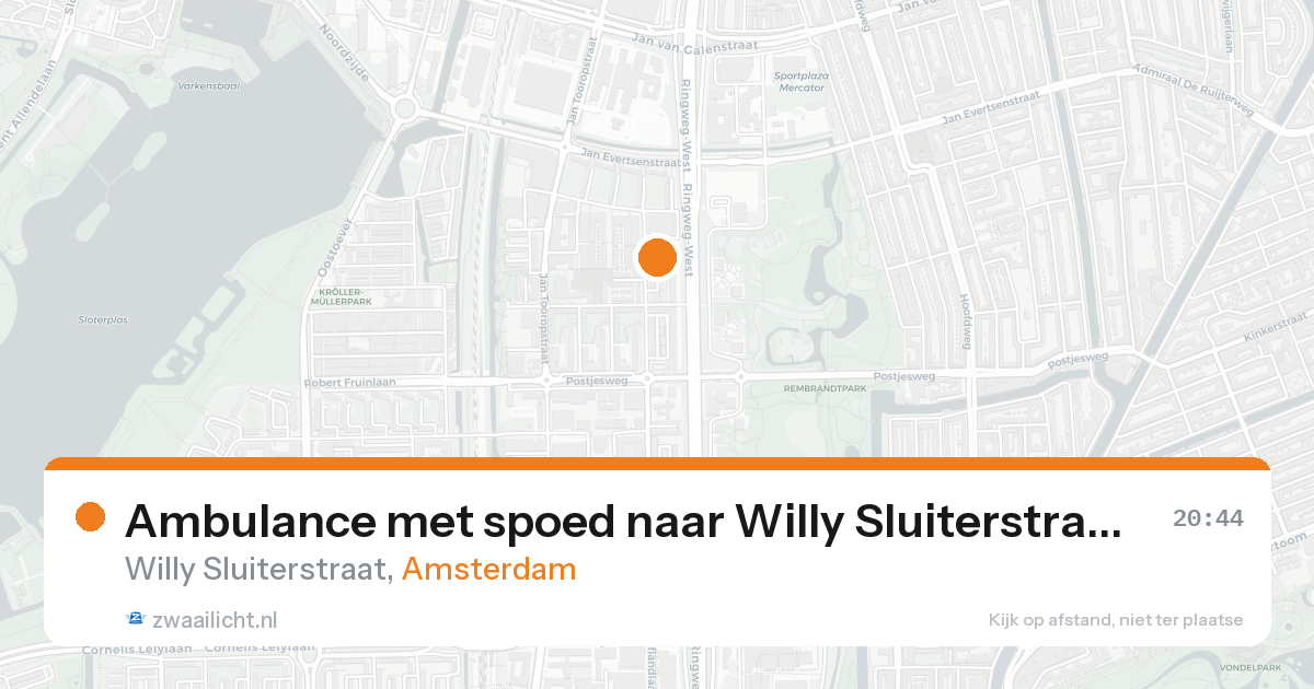 Ambulance met spoed naar Willy Sluiterstraat in Amsterdam — 17 aug 2026