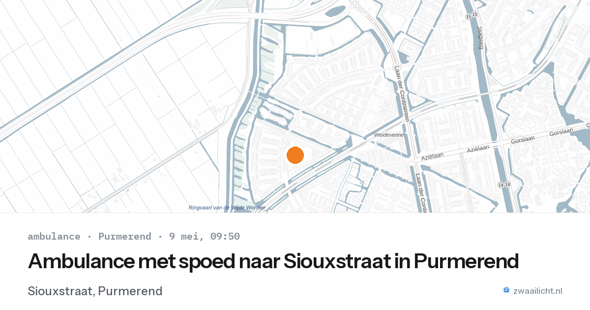 Ambulance met spoed naar Siouxstraat in Purmerend — 9 mei 2026