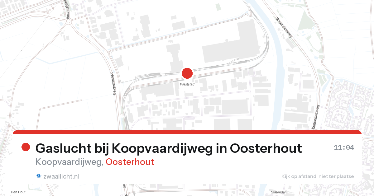 Gaslucht bij Koopvaardijweg in Oosterhout — 16 apr 2026