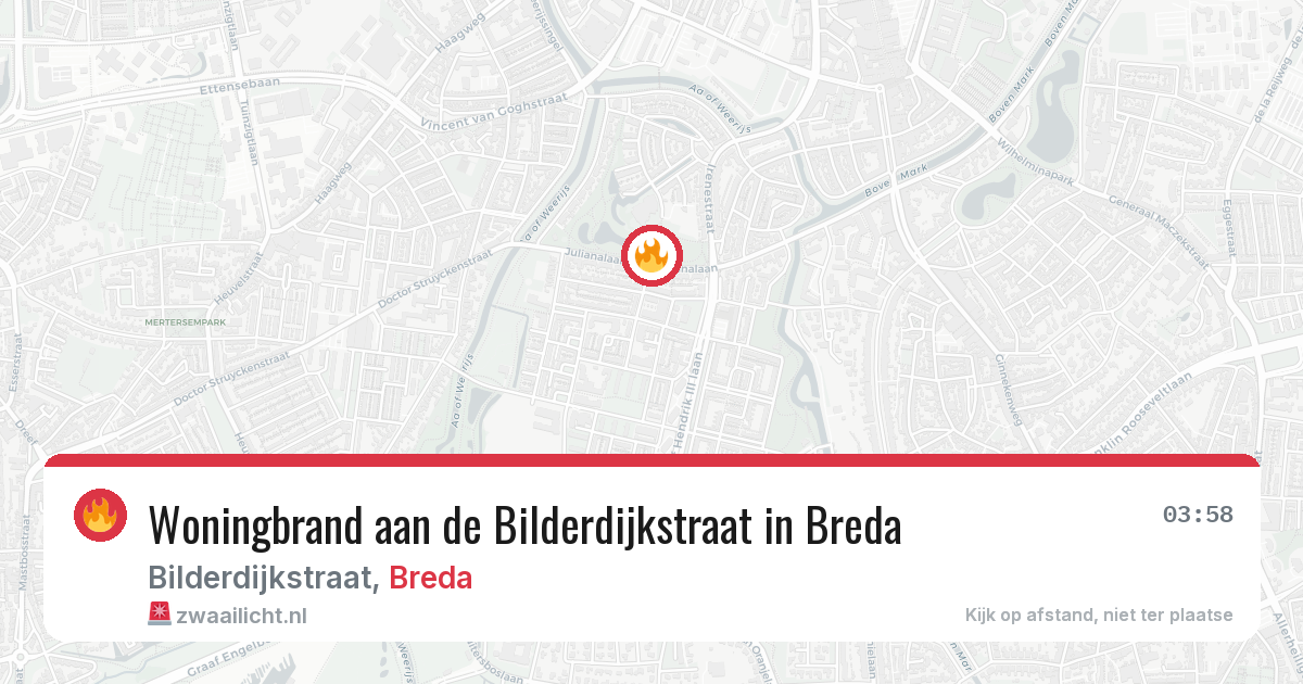 Woningbrand aan de Bilderdijkstraat in Breda — 3 apr 2026