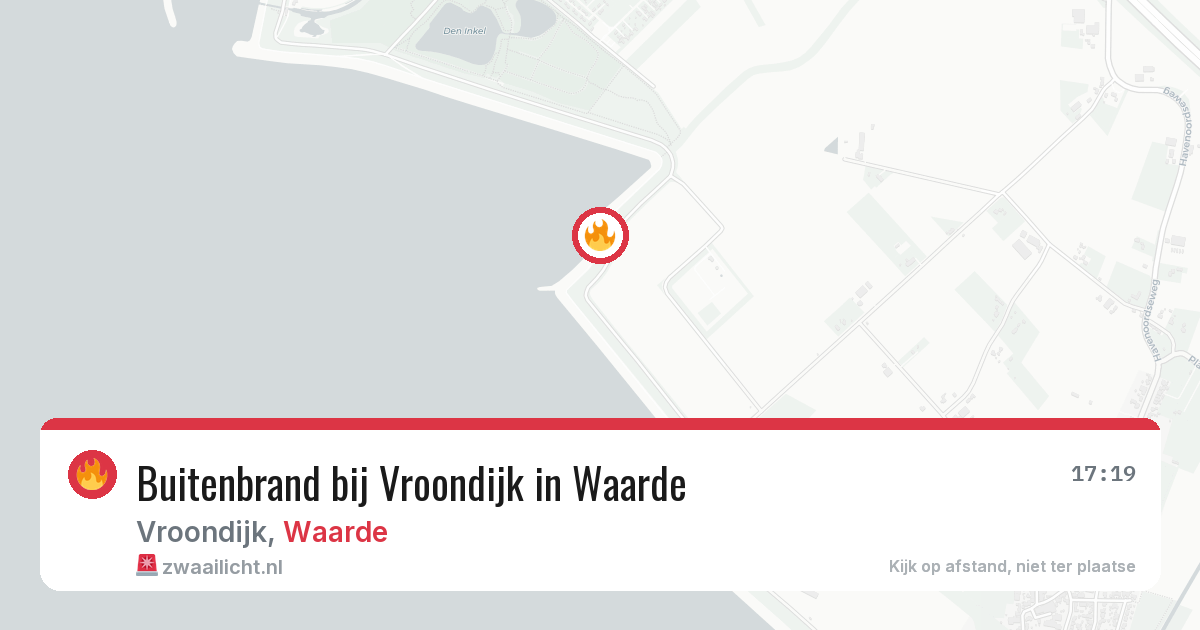 Buitenbrand bij Vroondijk in Waarde — 9 aug 2026