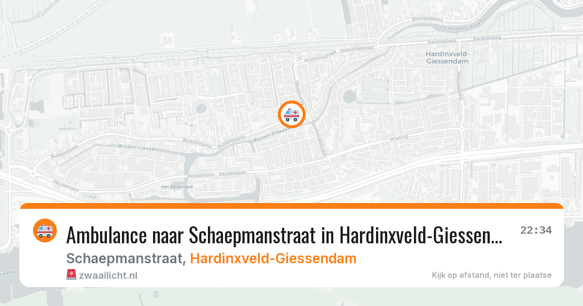 Ambulance naar Schaepmanstraat in Hardinxveld-Giessendam — 28 jun 2026