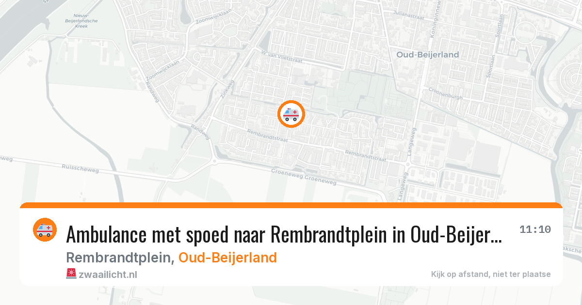 Ambulance met spoed naar Rembrandtplein in Oud-Beijerland — 10 jun 2026