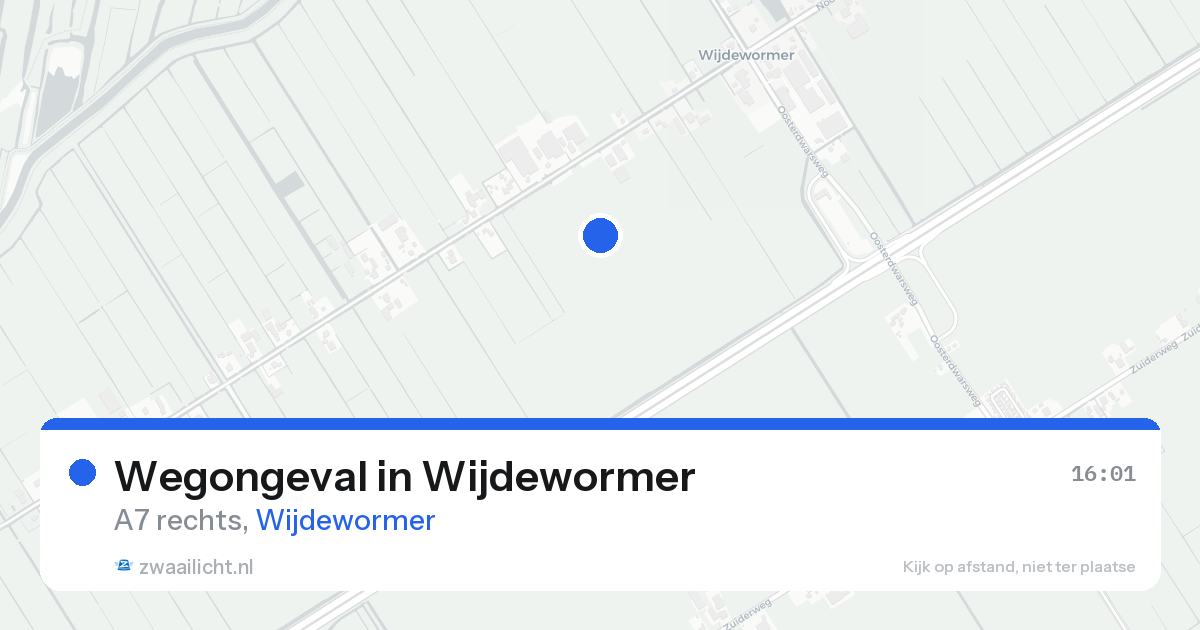 Wegongeval in Wijdewormer — 25 aug 2026