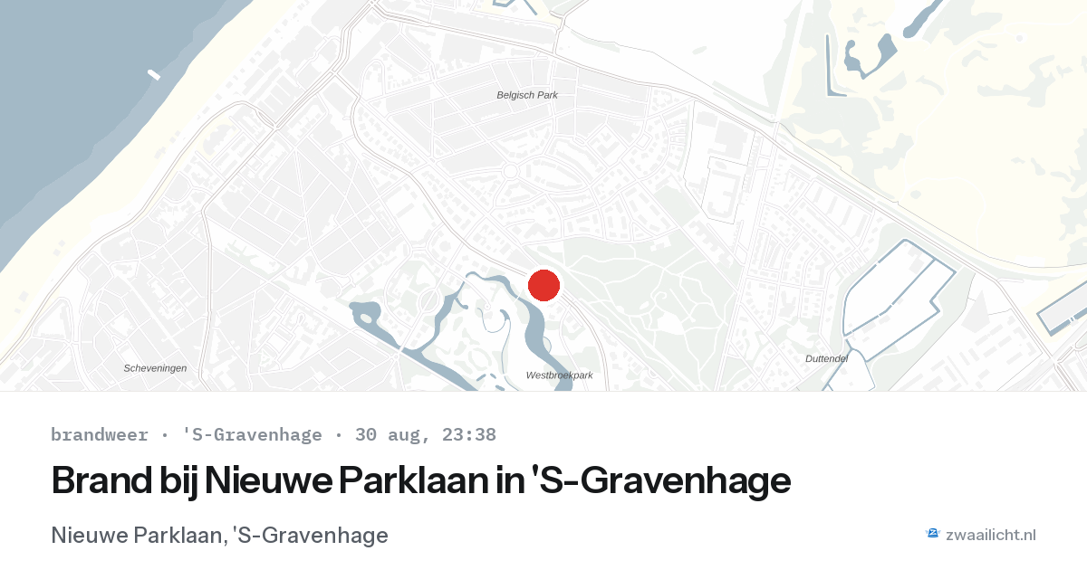 Brand bij Nieuwe Parklaan in 'S-Gravenhage — 30 aug 2026