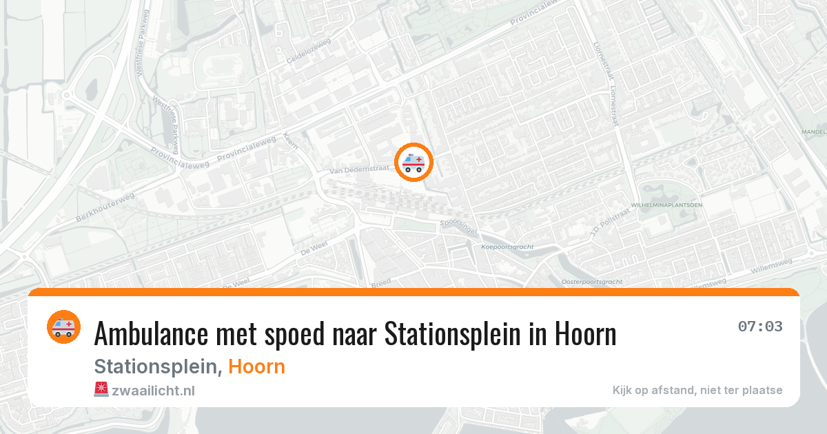 Ambulance met spoed naar Stationsplein in Hoorn — 13 aug 2026