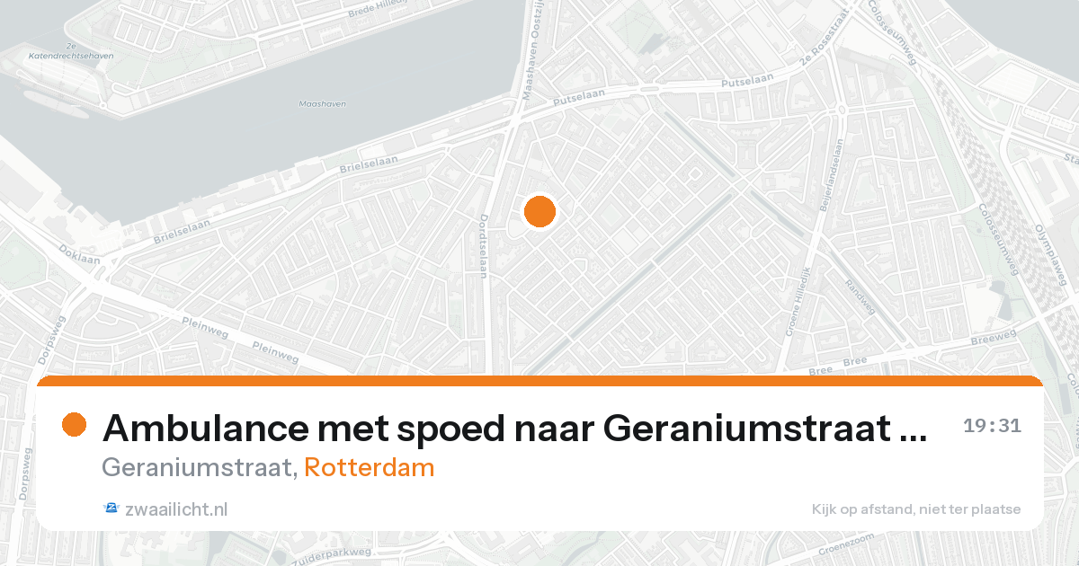 Ambulance met spoed naar Geraniumstraat in Rotterdam — 21 aug 2026