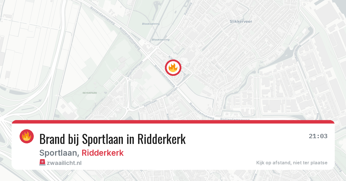 Brand bij Sportlaan in Ridderkerk — 20 jul 2026