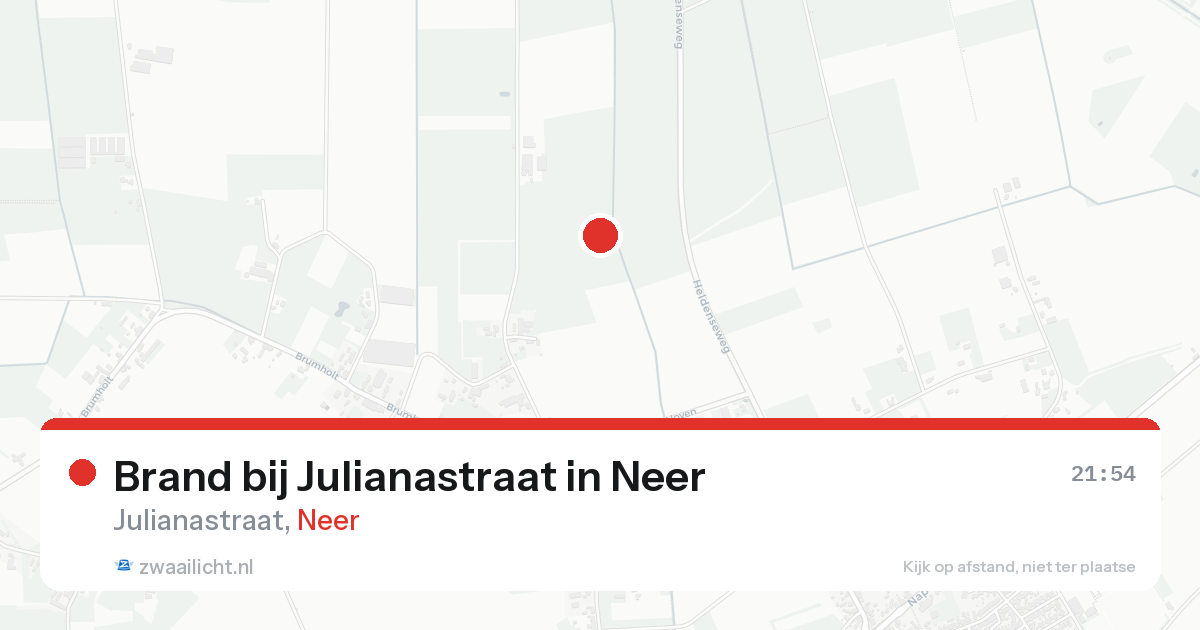 Brand bij Julianastraat in Neer — 15 aug 2026
