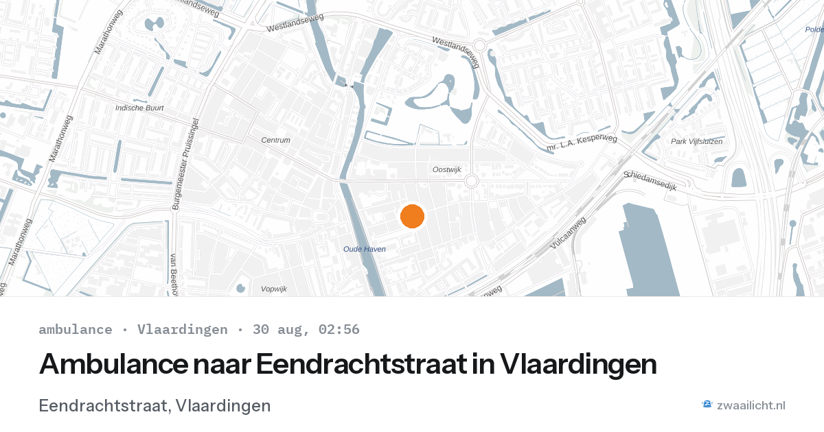 Ambulance naar Eendrachtstraat in Vlaardingen — 30 aug 2026