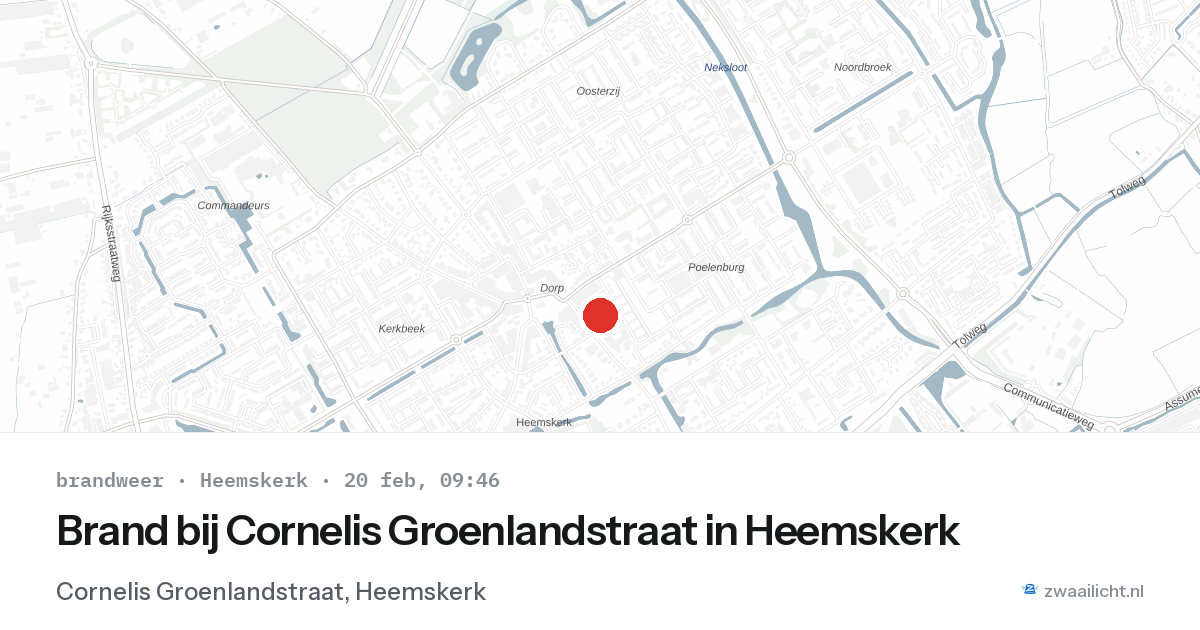 Brand bij Cornelis Groenlandstraat in Heemskerk — 20 feb 2026