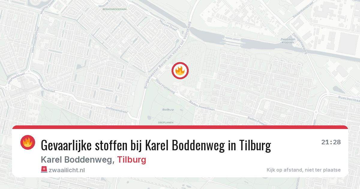 Gevaarlijke stoffen bij Karel Boddenweg in Tilburg — 29 jul 2026