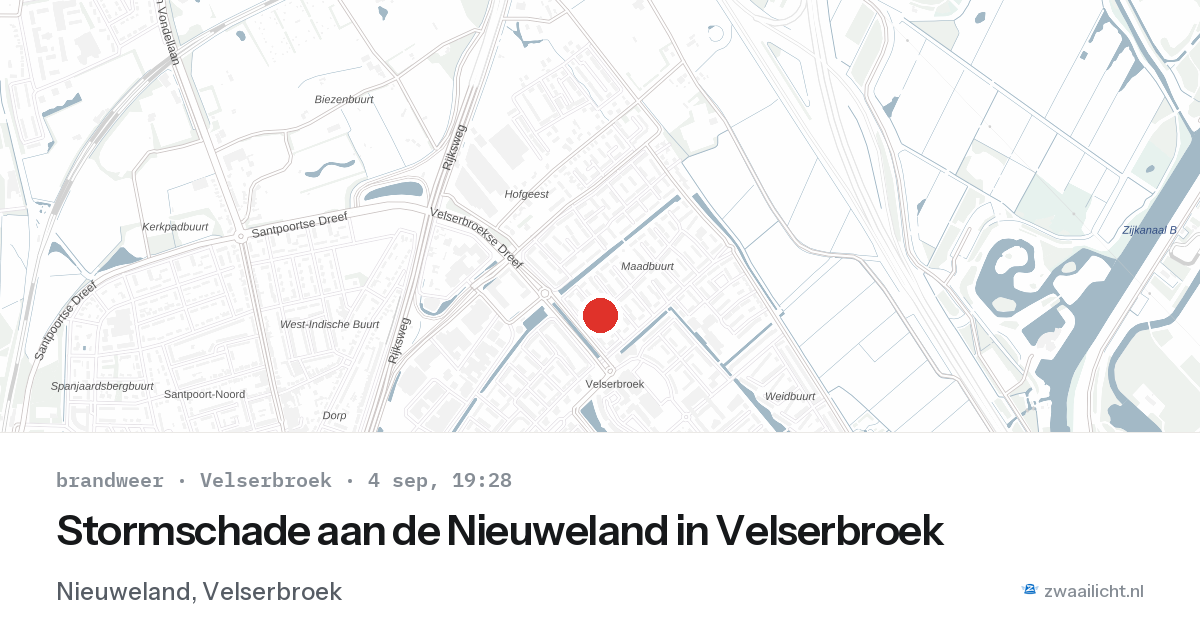 Stormschade aan de Nieuweland in Velserbroek — 4 sep 2026
