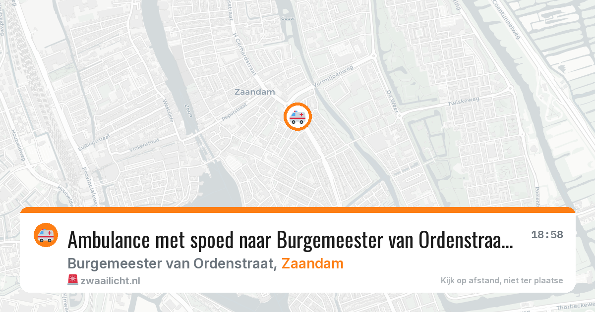 Ambulance met spoed naar Burgemeester van Ordenstraat in Zaandam — 13 aug 2026