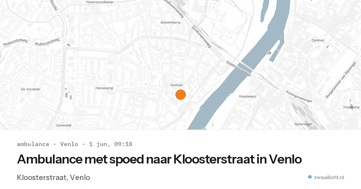 Ambulance met spoed naar Kloosterstraat in Venlo — 1 jun 2026