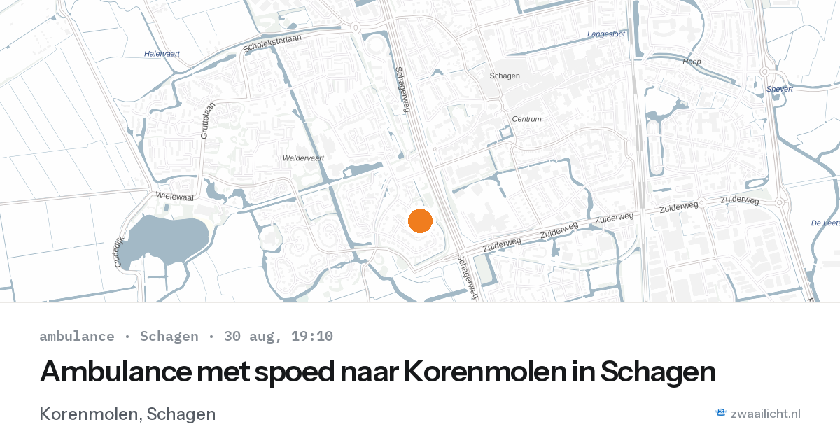 Ambulance met spoed naar Korenmolen in Schagen — 30 aug 2026