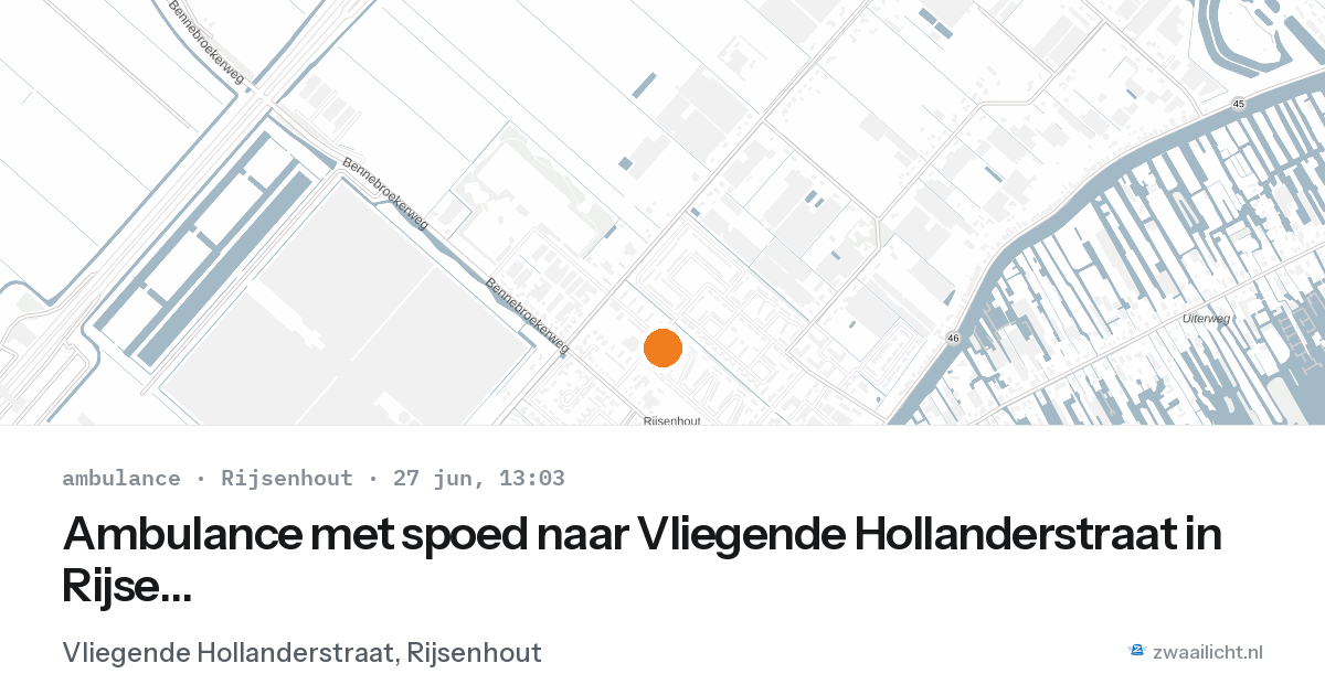 Ambulance met spoed naar Vliegende Hollanderstraat in Rijsenhout — 27 jun 2026