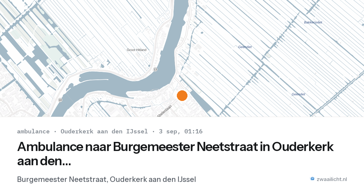 Ambulance naar Burgemeester Neetstraat in Ouderkerk aan den IJssel — 2 sep 2026