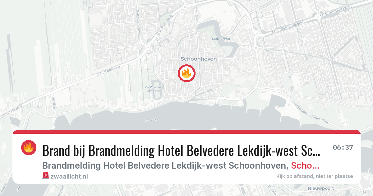 Brand bij Brandmelding Hotel Belvedere Lekdijk-west Schoonhoven in Schoonhoven — 31 jul 2026