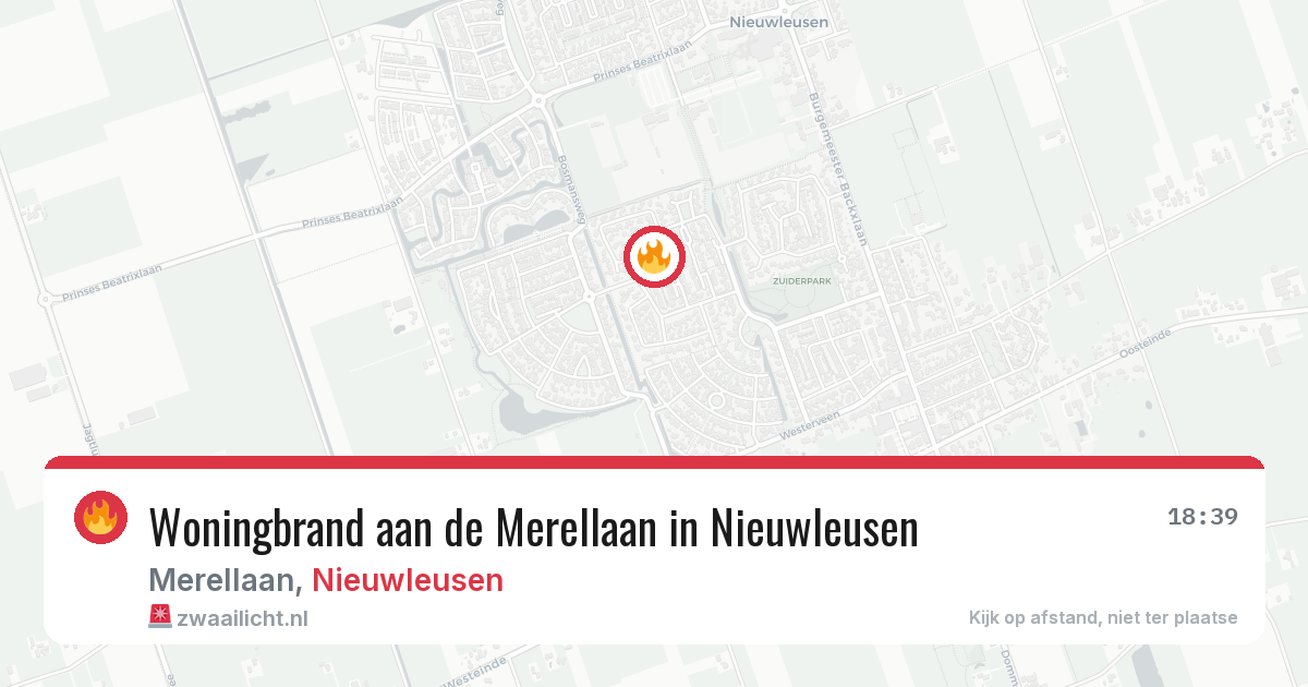 Woningbrand aan de Merellaan in Nieuwleusen — 18 mei 2026