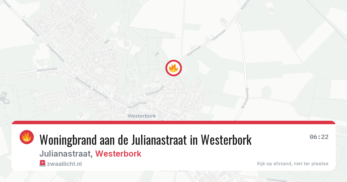 Woningbrand aan de Julianastraat in Westerbork — 13 mei 2026