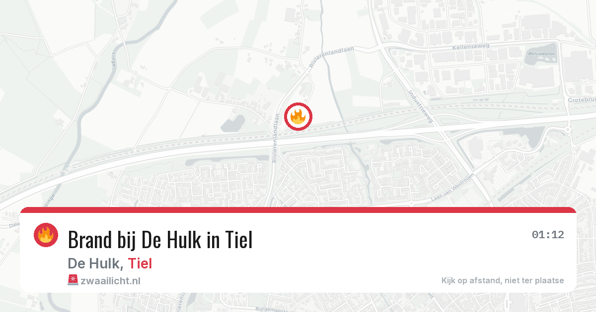Brand bij De Hulk in Tiel — 8 aug 2026