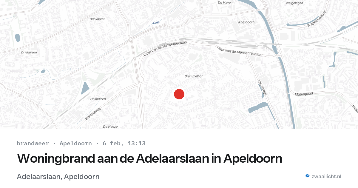 Woningbrand aan de Adelaarslaan in Apeldoorn — 6 feb 2026
