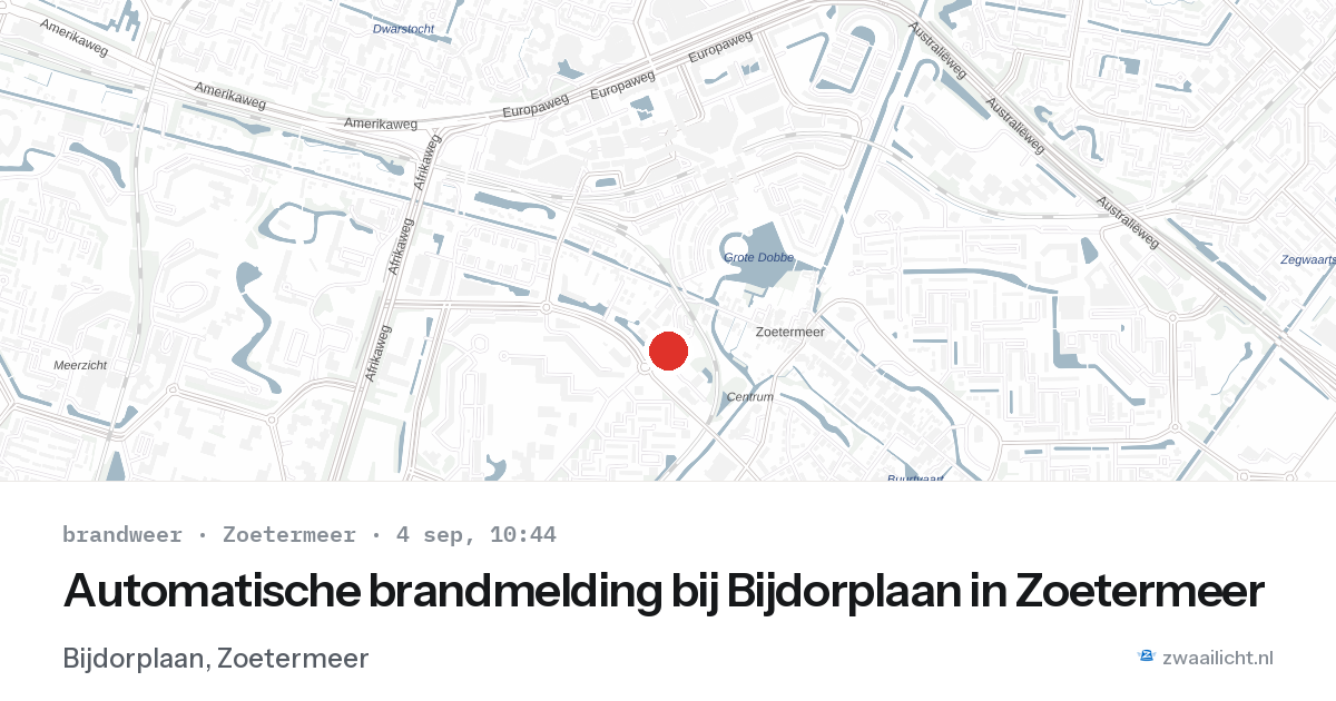 Automatische brandmelding bij Bijdorplaan in Zoetermeer — 4 sep 2026