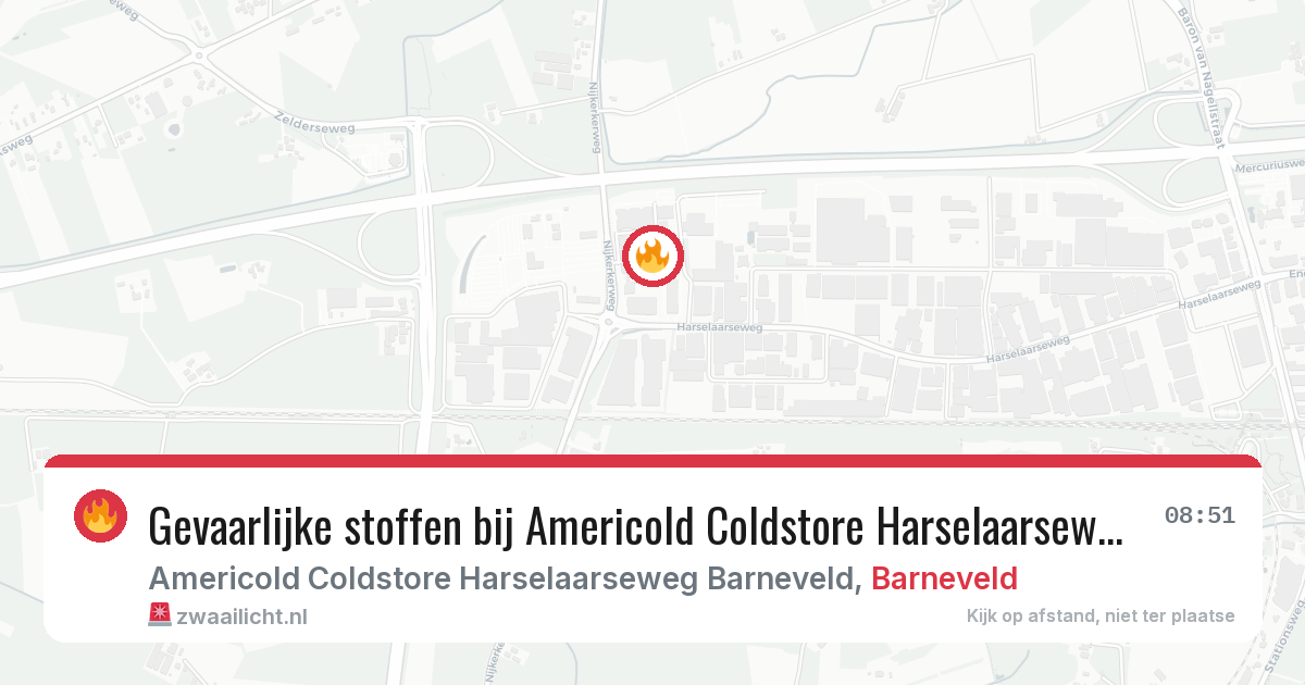 Gevaarlijke stoffen bij Americold Coldstore Harselaarseweg Barneveld in Barneveld — 6 mei 2026