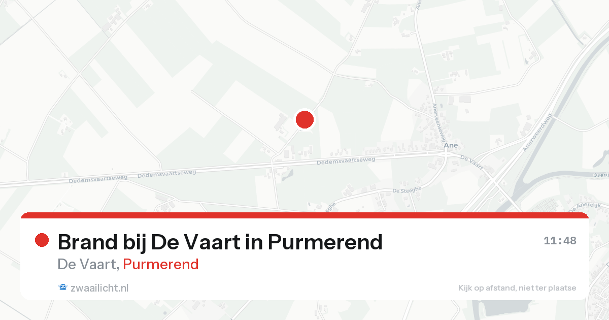 Brand bij De Vaart in Purmerend — 25 aug 2026
