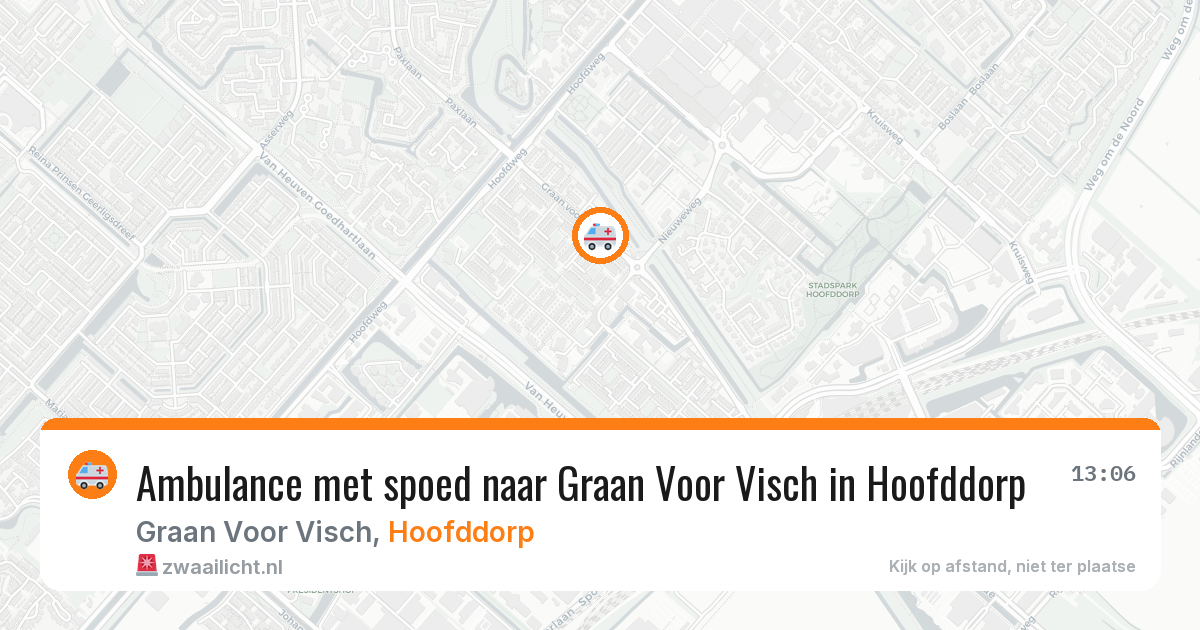 Ambulance met spoed naar Graan Voor Visch in Hoofddorp — 4 jul 2026