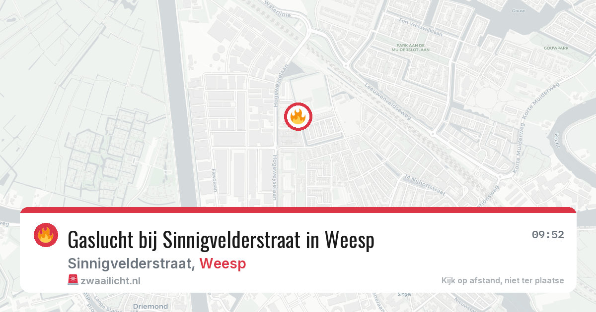 Gaslucht bij Sinnigvelderstraat in Weesp — 21 mrt 2026