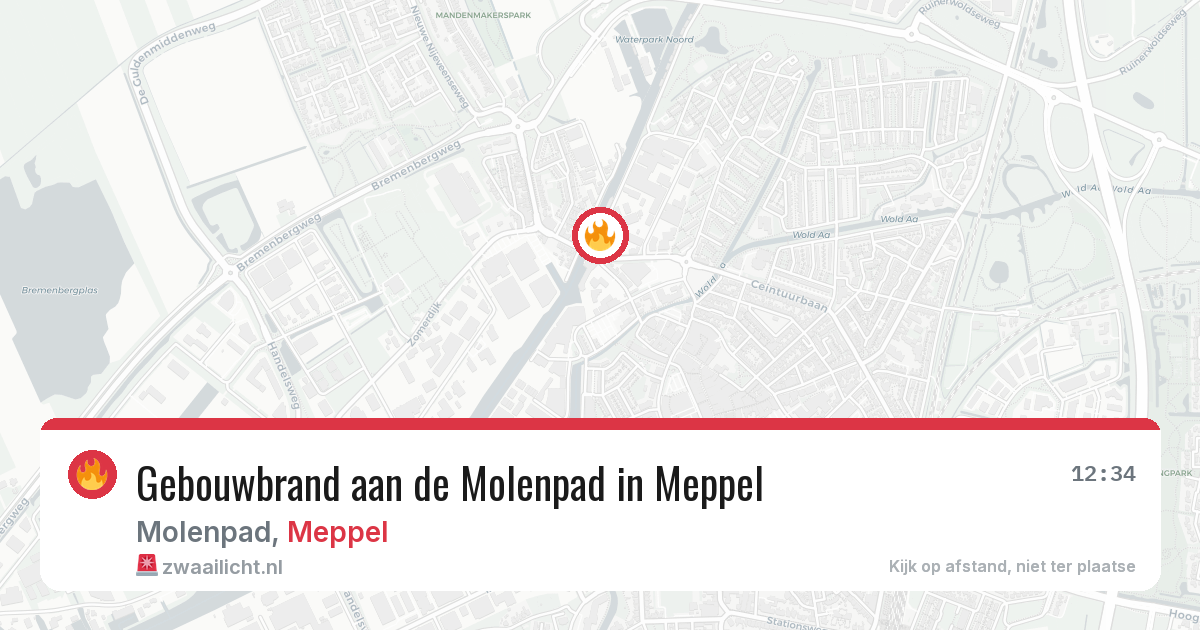 Gebouwbrand aan de Molenpad in Meppel — 23 jun 2026
