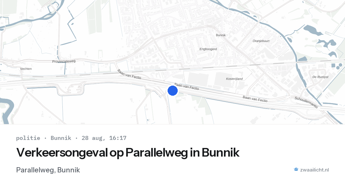 Verkeersongeval op Parallelweg in Bunnik — 28 aug 2026