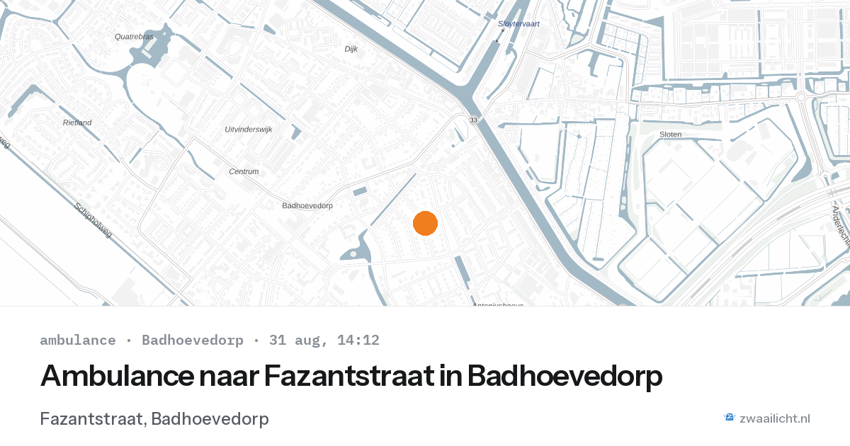 Ambulance naar Fazantstraat in Badhoevedorp — 31 aug 2026