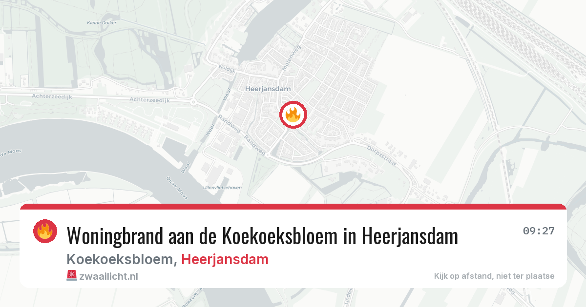 Woningbrand aan de Koekoeksbloem in Heerjansdam — 9 apr 2026