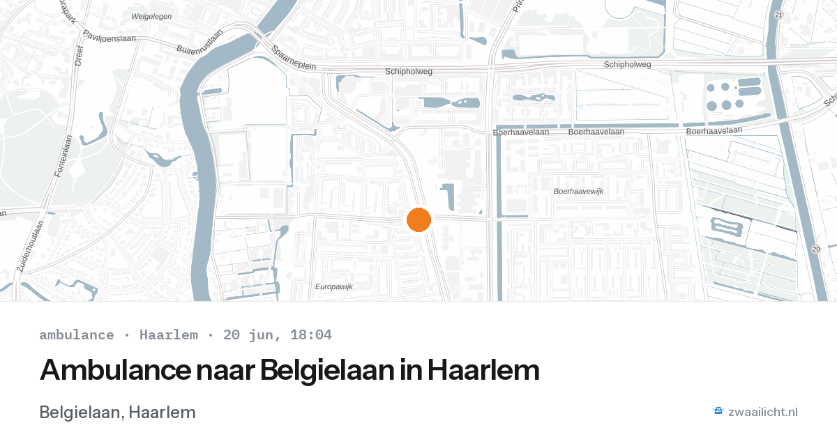 Ambulance naar Belgielaan in Haarlem — 20 jun 2026