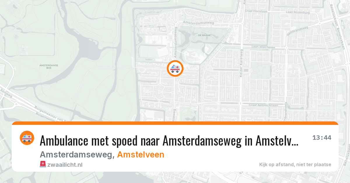 Ambulance met spoed naar Amsterdamseweg in Amstelveen — 14 aug 2026