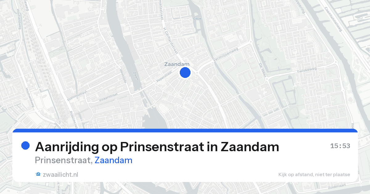 Aanrijding op Prinsenstraat in Zaandam — 22 aug 2026