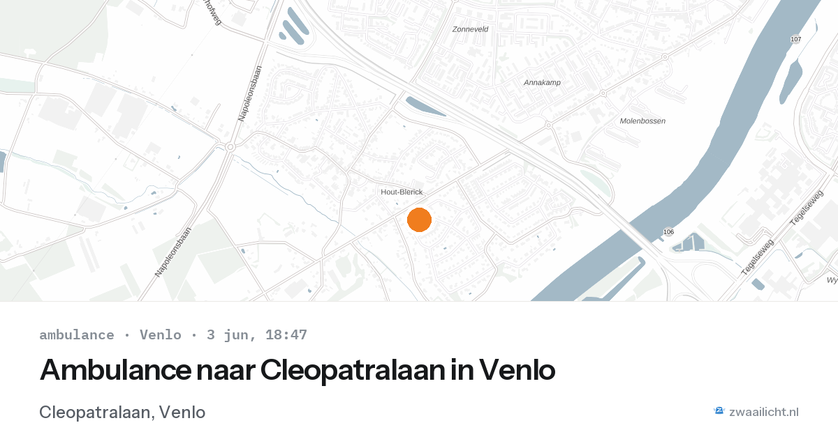 Ambulance naar Cleopatralaan in Venlo — 3 jun 2026