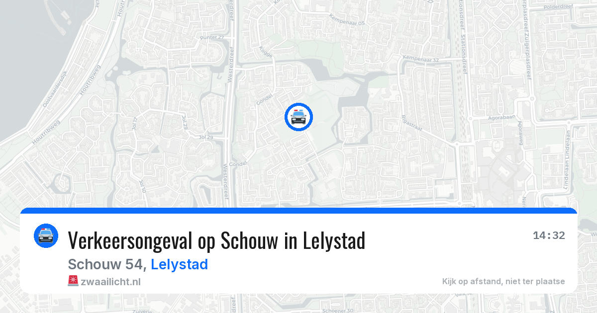 Verkeersongeval op Schouw in Lelystad — 1 jul 2026