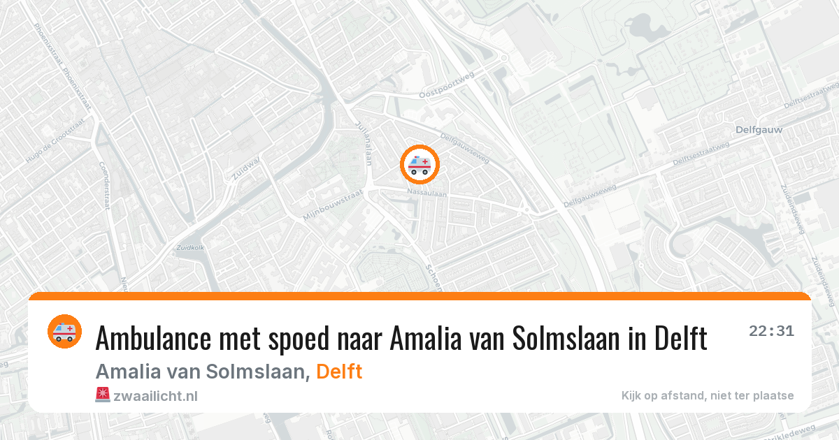 Ambulance met spoed naar Amalia van Solmslaan in Delft — 17 jun 2026